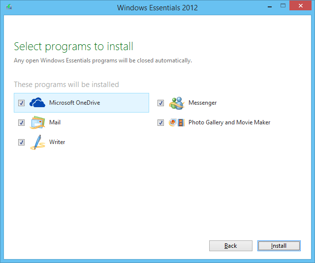Windows Essentials 2012 installer