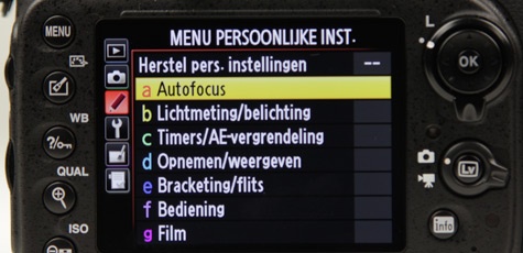 Nikon D600 menu