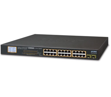 Planet GSW-2620VHP 24-poort 10/100/1000T 2-poort Gb SFP - POE+ - LCD monitor - 300 Watt POE