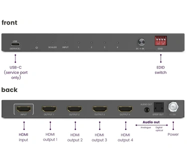 Marmitek Split 814 Pro – HDMI-splitter met audio-extractor, 8K @ 60 Hz (1 in / 4 out), HDR & EDID-schakelaar