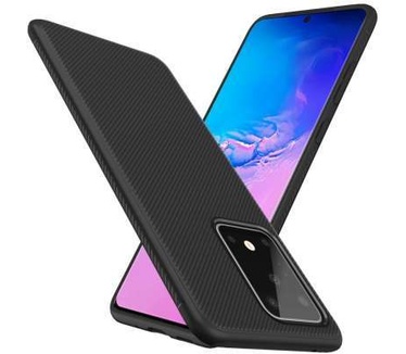 qMust Samsung Galaxy S20 Plus Texture TPU Case - Zwart