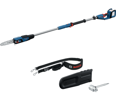 Bosch Professional 18V System telescopische kettingzaag GKE 18V-25 TP (max. 130 sneden per lading, telescoopstang 2,9 m, borstelloze motor, met beschermhoes 25 cm, combisleutel, schouderriem, z. accu)