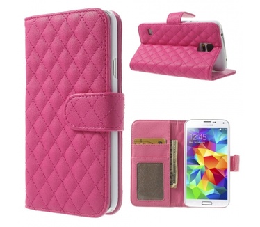 Kees KEES Geruit Portemonnee Hoesje Galaxy S5 - Roze