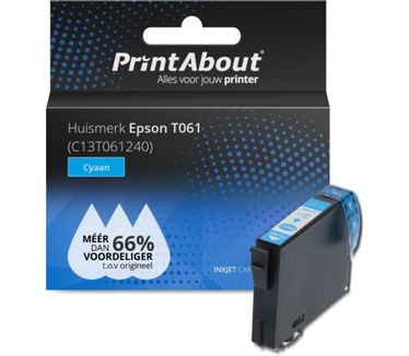 PrintAbout Huismerk Epson T0612 (C13T061240) Inktcartridge Cyaan