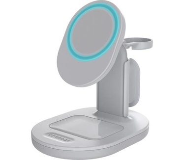 Otterbox OtterBox Wireless 3-in-1 MagSafe-oplaadstandaard, sterke magnetische uitlijning en bevestiging met MagSafe, gestroomlijnd oplaadstation voor meerdere apparaten voor iPhone, AirPods en Apple Watch, Wit