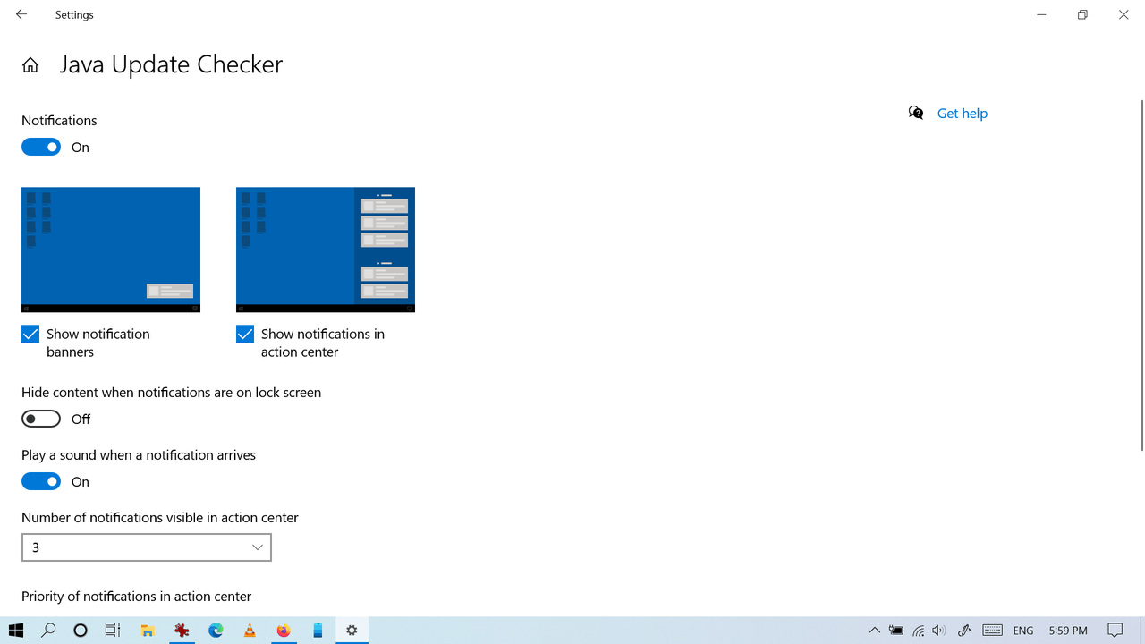 java update windows 10 ntification