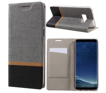 qMust Samsung Galaxy S8 Plus Wallet Case - TPU frame - Grijs