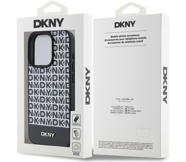 DKNY Repeat Bottom Stripe Back Case - iPhone 15 Pro (6.1") Zwart Zwart