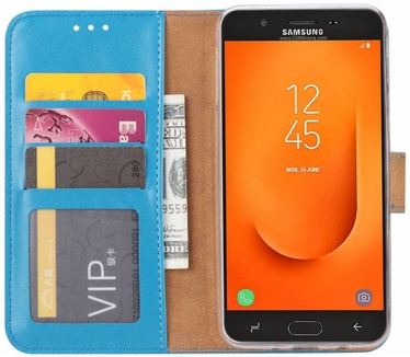 Luxe Lederen Bookcase hoesje voor de Samsung Galaxy J7 Prime 2 - Blauw (Samsung Galaxy J7 Prime 2) Blauw