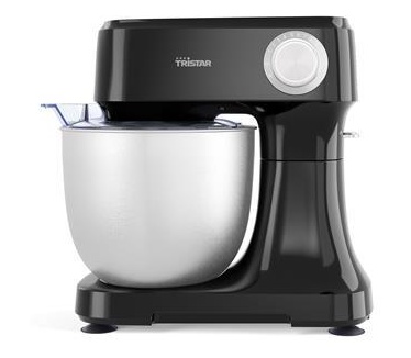 Tristar MX-4870 Keukenmachine met 4,5 liter roestvrijstalen mengkom, vermogen 1200 W, 6 snelheden met pulsfunctie, kantelbare kop, spatwaterdicht deksel