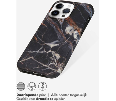 Selencia Aurora Fashion Backcover iPhone 14 Pro Max - Duurzaam hoesje - 100% gerecycled - Zwart Marmer