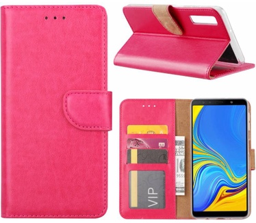 Luxe Lederen Bookcase hoesje voor de Samsung Galaxy A7 2018 - Roze