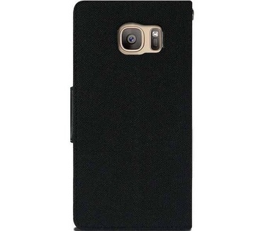 Mercury Canvas Diary Wallet Case voor Samsung Galaxy S7 - Zwart Zwart