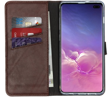 Selencia Echt Lederen Bookcase Samsung Galaxy S10 Plus - Bruin