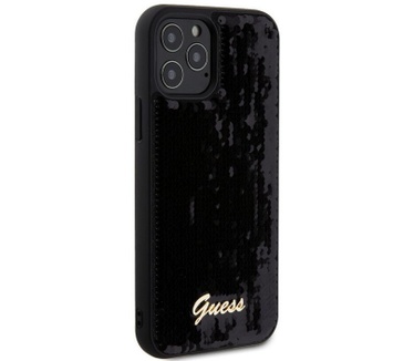 Guess Sequins Back Case - Apple iPhone 12/12 Pro (6.1") - Zwart Zwart