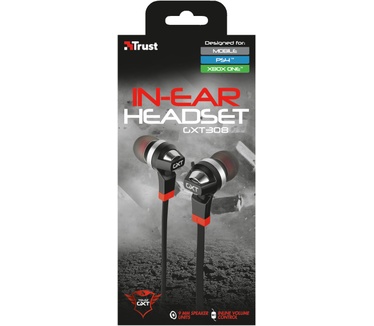 Trust GXT 308 In-Ear Gaming Headset (Rood, Zilver, Zwart)