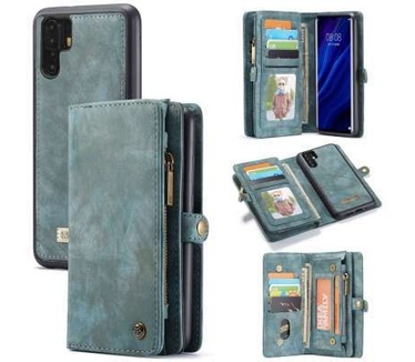 Caseme Huawei P30 Pro Luxe Leren Portemonnee Hoesje (blauw)