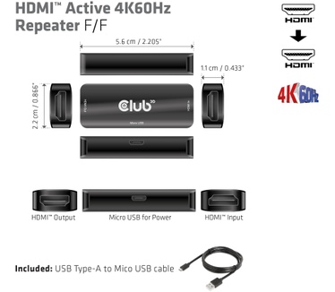Club 3D HDMI Active 4K60Hz Repeater F/F