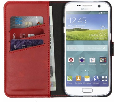 Selencia Echt Lederen Bookcase Samsung Galaxy S7 - Rood