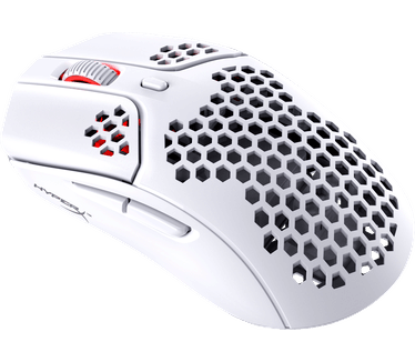 HP HyperX Pulsefire Haste Draadloze gamingmuis - ultralicht, 62 g, 100 uur accuduur, 2,4 GHz draadloos, Honeycomb Shell, Hex Design, tot 16000 dpi, 6 programmeerbare toetsen - wit/roze