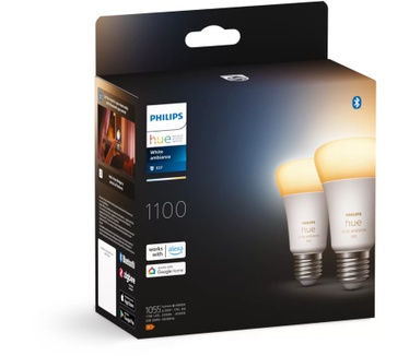 Philips Hue White Ambiance E27 1100 lumen Bluetooth 2-pack