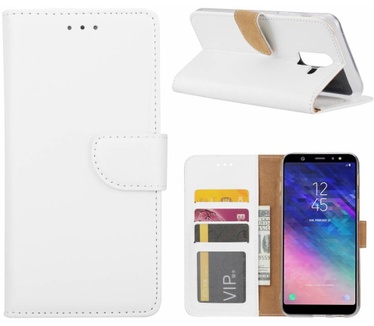 Luxe Lederen Bookcase hoesje voor de Samsung Galaxy A6 Plus 2018 - Wit (Samsung Galaxy A6 Plus 2018) Wit
