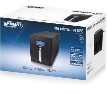 Eminent UPS, 1000 VA, 2x CEE7/3, 2x C13, 1x USB, 1x RS232 1 stk