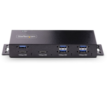 Startech.com 7-Port Industriële USB Hub met Power Adapter, 10Gbps, Metaal, Monteerbaar, 5x USB-A en 2x USB-C Downstream Poorten, ESD Bescherming, Gevoede USB Hub, TAA