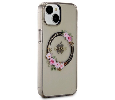 Guess Glossy Ring Back Case - Apple iPhone 15 (6.1") - Zwart Zwart