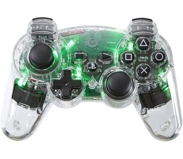 Bigben Interactive Officieel gelicenseerde draadloze PS3 controller - transparant met blauwe/rode/groene LED verlichting