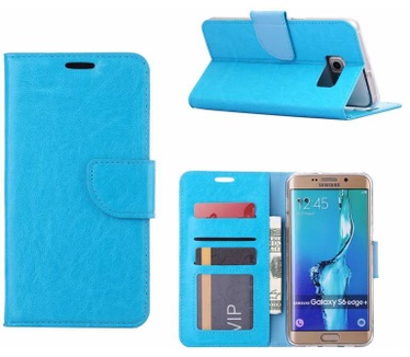Luxe Lederen Bookcase hoesje voor de Samsung Galaxy S6 Edge Plus - Blauw (Samsung Galaxy S6 Edge Plus) Blauw