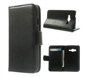 Kees Lederlook Portemonnee Hoesje Galaxy Trend 2 - Zwart