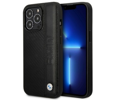 BMW Leather Signature Back Case Apple iPhone 14 Pro (6.1") Zwart Zwart