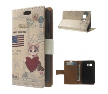 qMust Samsung Galaxy Young 2 Wallet Case met stand (Cat USA Flag)