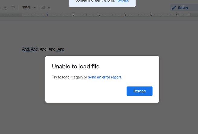 And. And. And. And. And.-foutmelding in Google Docs door grammaticachecker