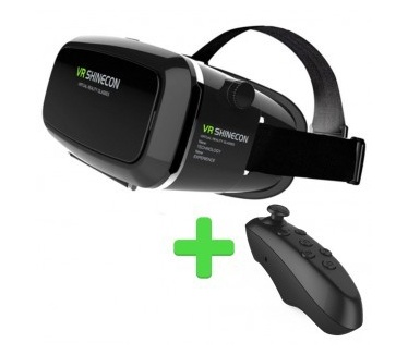VR Shinecon VR SHINECON VR Bril - Black + Bluetooth Remote Control - Black