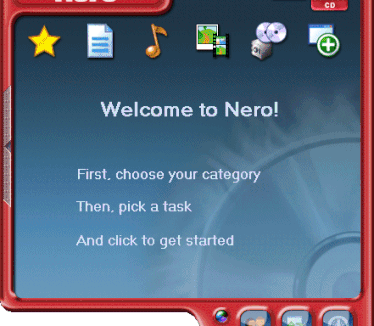 Nero 6 welkom scherm