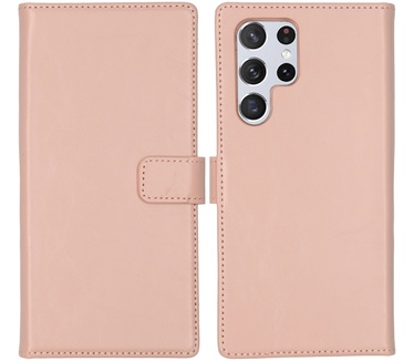 Selencia Echt Lederen Bookcase Samsung Galaxy S22 Ultra - Dusty Pink