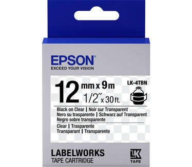 Epson Transparent Tape- LK-4TBN Clear Blk/Clear 12/9