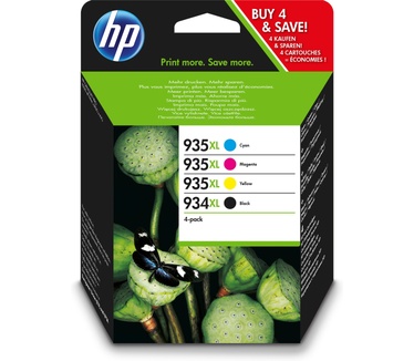 HP 934XL originele high-capacity zwarte/935XL cyaan/magenta/gele inktcartridges, 4-pack