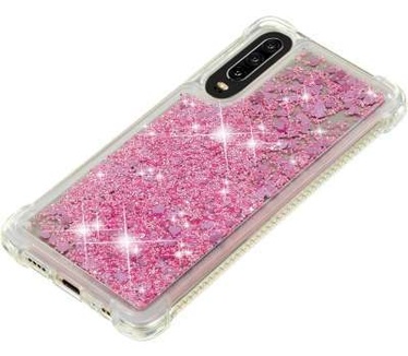 qMust Huawei P30 Glitter Hoesje Rood Transparant