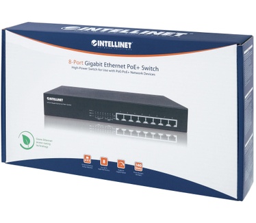 Intellinet 8-Port Gigabit Ethernet PoE+ Switch, 8 x PoE ports, IEEE 802.3at/af Power-over-Ethernet (PoE+/PoE), Endspan, Desktop (Euro 2-pin plug)