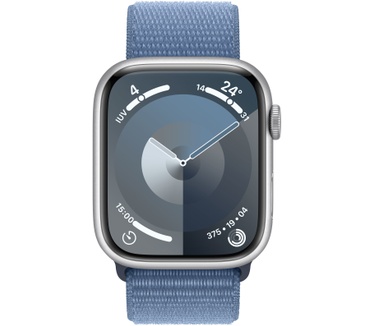 Apple Watch Series 9, 45mm, GPS, Aluminium, Geweven sportbandje Zilver (Blauw)