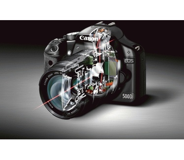 Canon EOS 500D + EF-S 18-55mm IS + SELPHY CP530 Printer Zwart