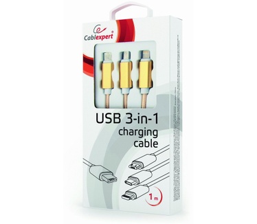 Gembird CC-USB2-AM31-1M-G Goud, Wit