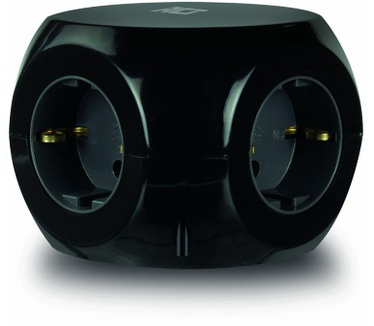 ACT Stopcont Kubus 3-USB Zwart