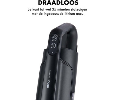 MOA Steelstofzuiger Draadloos en zonder zak - Stofzuiger 2-1 met Kruimelzuiger - Met accu en HEPA filter - VC72 - S-Power 120