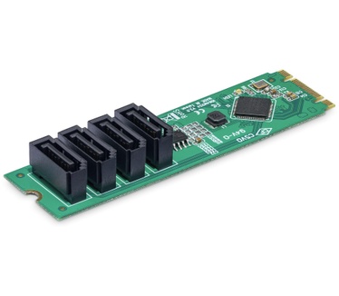 Startech.com 4-Port M.2 naar SATA Adapter Kaart, M.2 PCIe 3.0 naar SATA HDD/SSD Uitbreidingskaart, ASM1064 Chipset, M.2 NVMe naar 4x HDD/SSD voor Windows/macOS/Linux