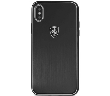 Ferrari Heritage Aluminium Hard Case voor Apple iPhone X - Zwart  Zwart