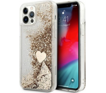 Guess Liquid Glitter Charms Case - iPhone 12/12 Pro (6.1") - Goud Goud